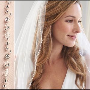 Fingertip beaded edge bridal veil
